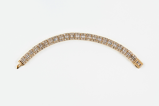 9mm Square Baguette Tennis Bracelet Gold