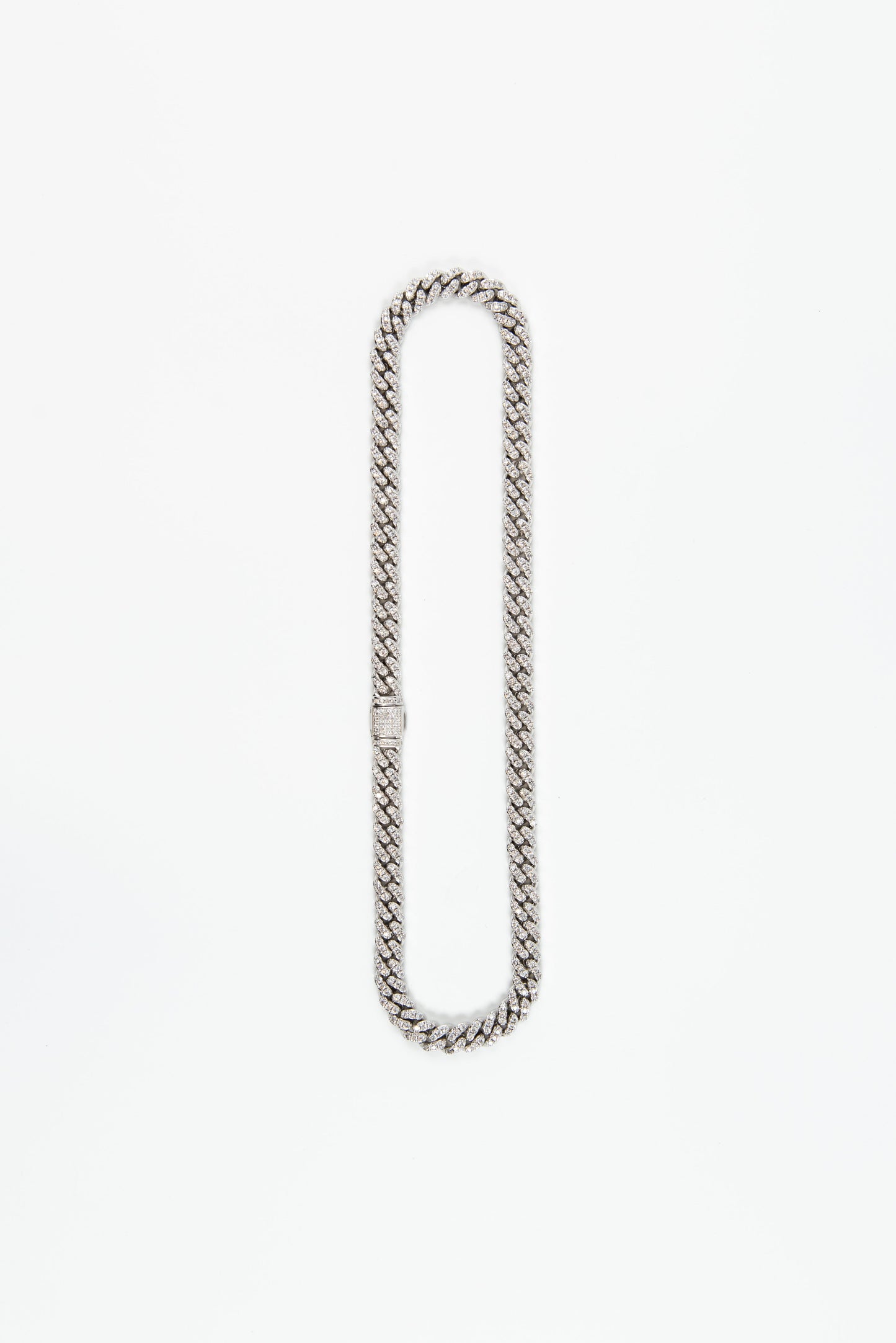 8mm Ice Cuban Chain White Gold
