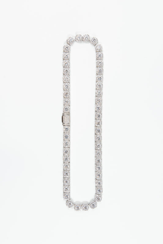 10mm Clustered Tennis Chain White Gold