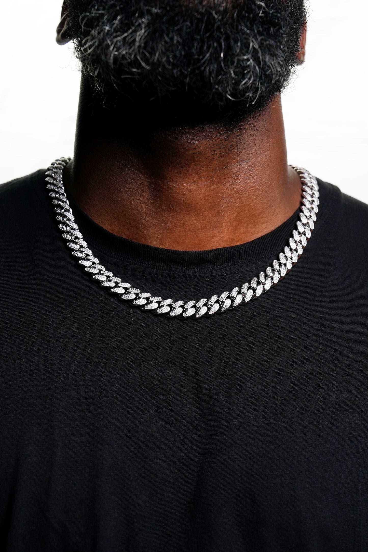 12mm Ice Cuban Chain White Gold