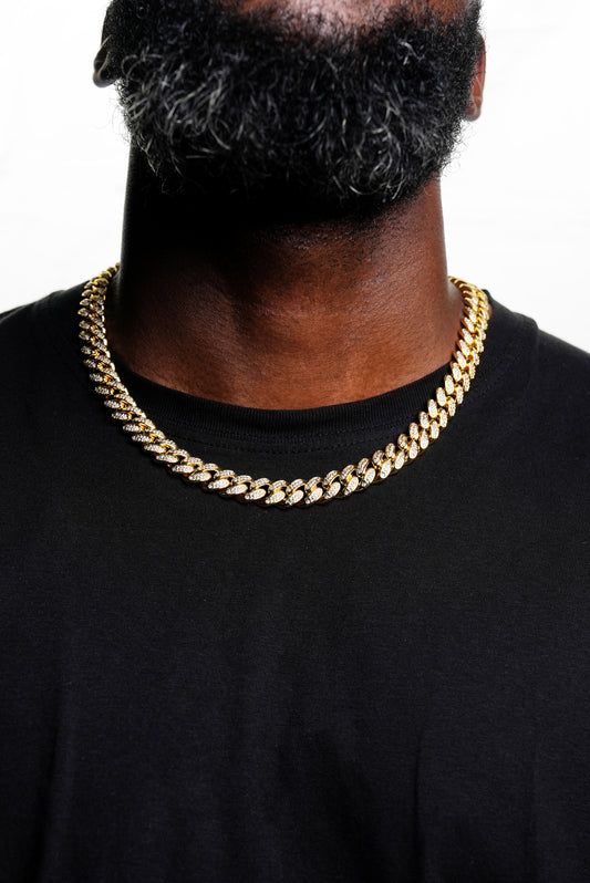 12mm Ice Cuban Chain Gold