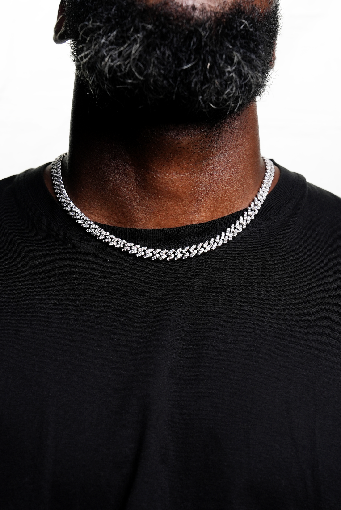 8mm Ice Cuban Chain White Gold