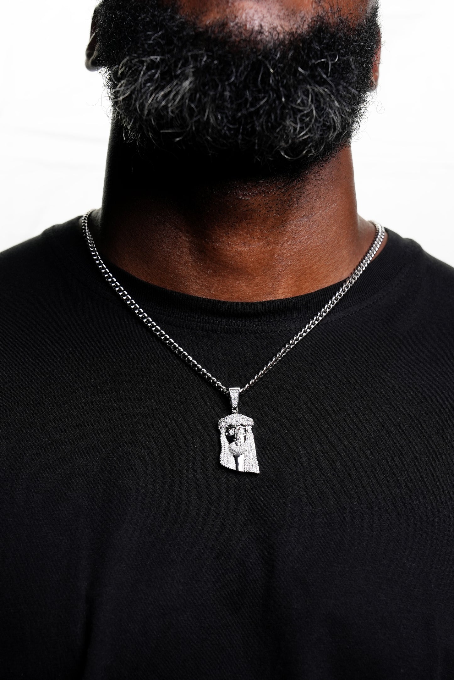 Micro Jesus Pendant White Gold