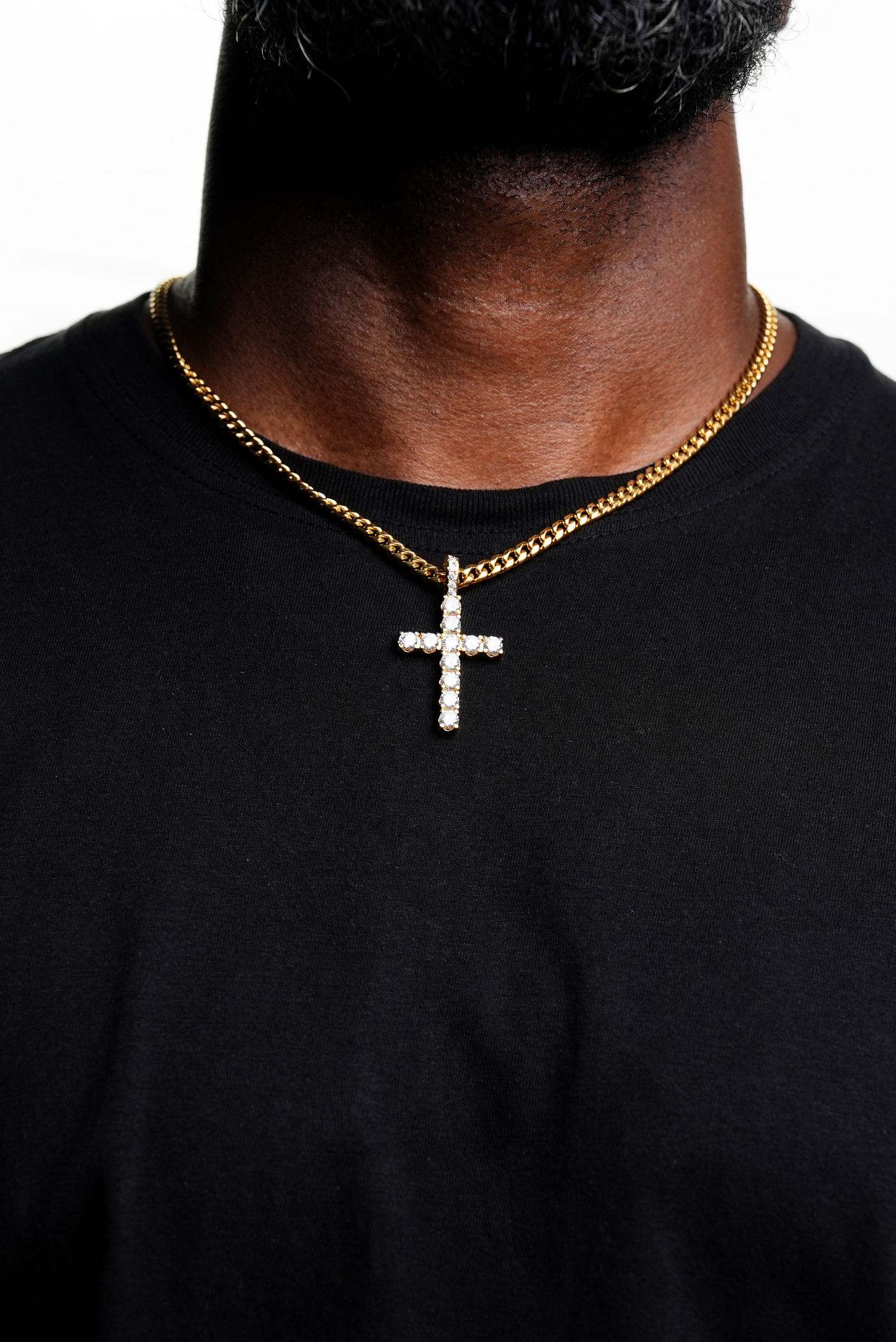 Iced Cross Pendant Gold