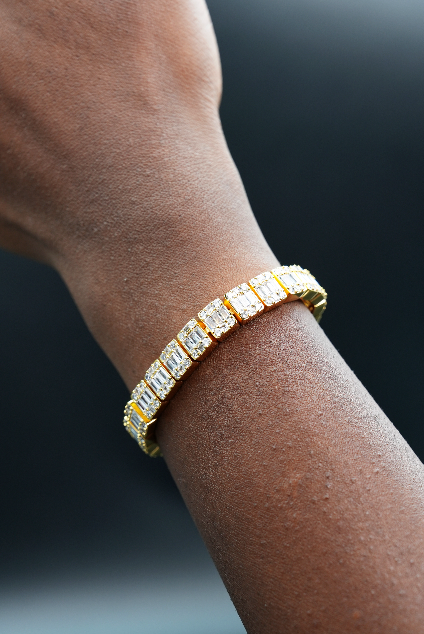 9mm Square Baguette Tennis Bracelet Gold