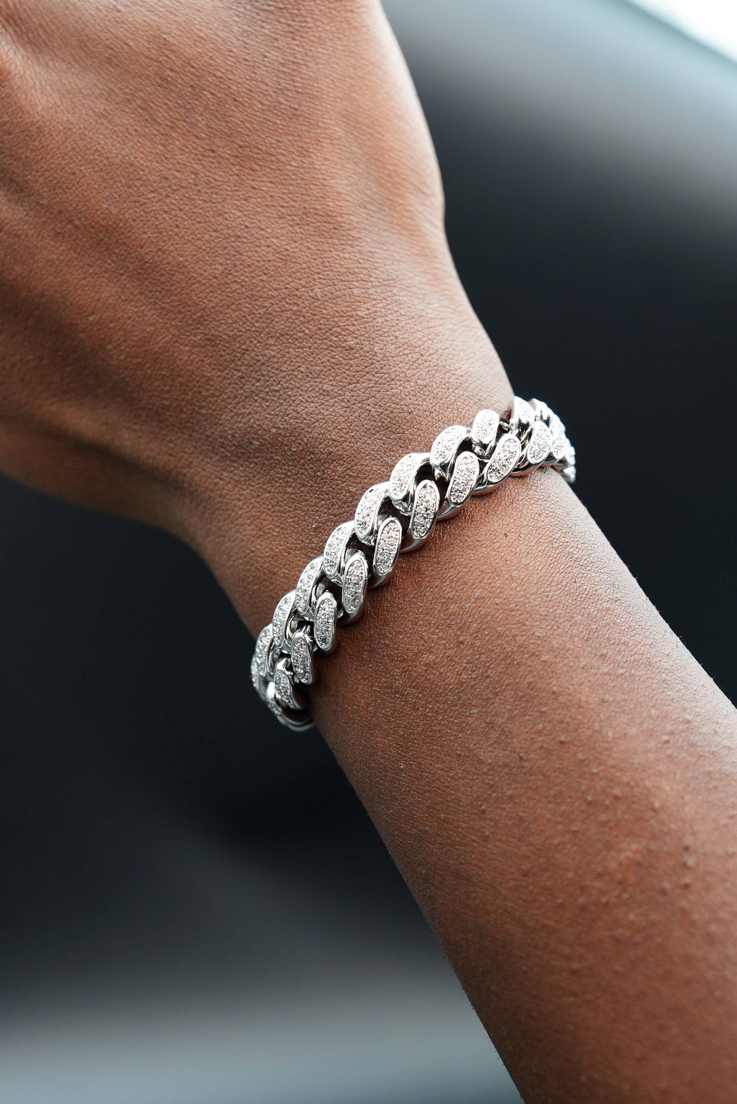 12mm Ice Cuban Bracelet White Gold