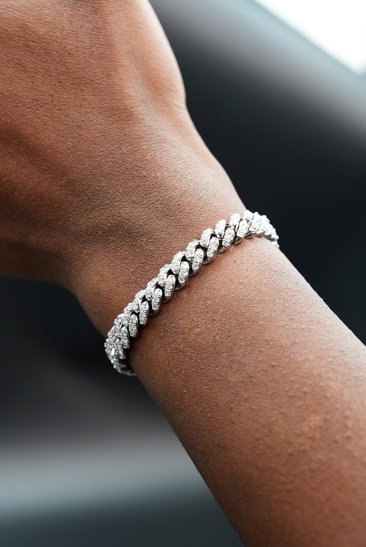 8mm Ice Cuban Bracelet White Gold