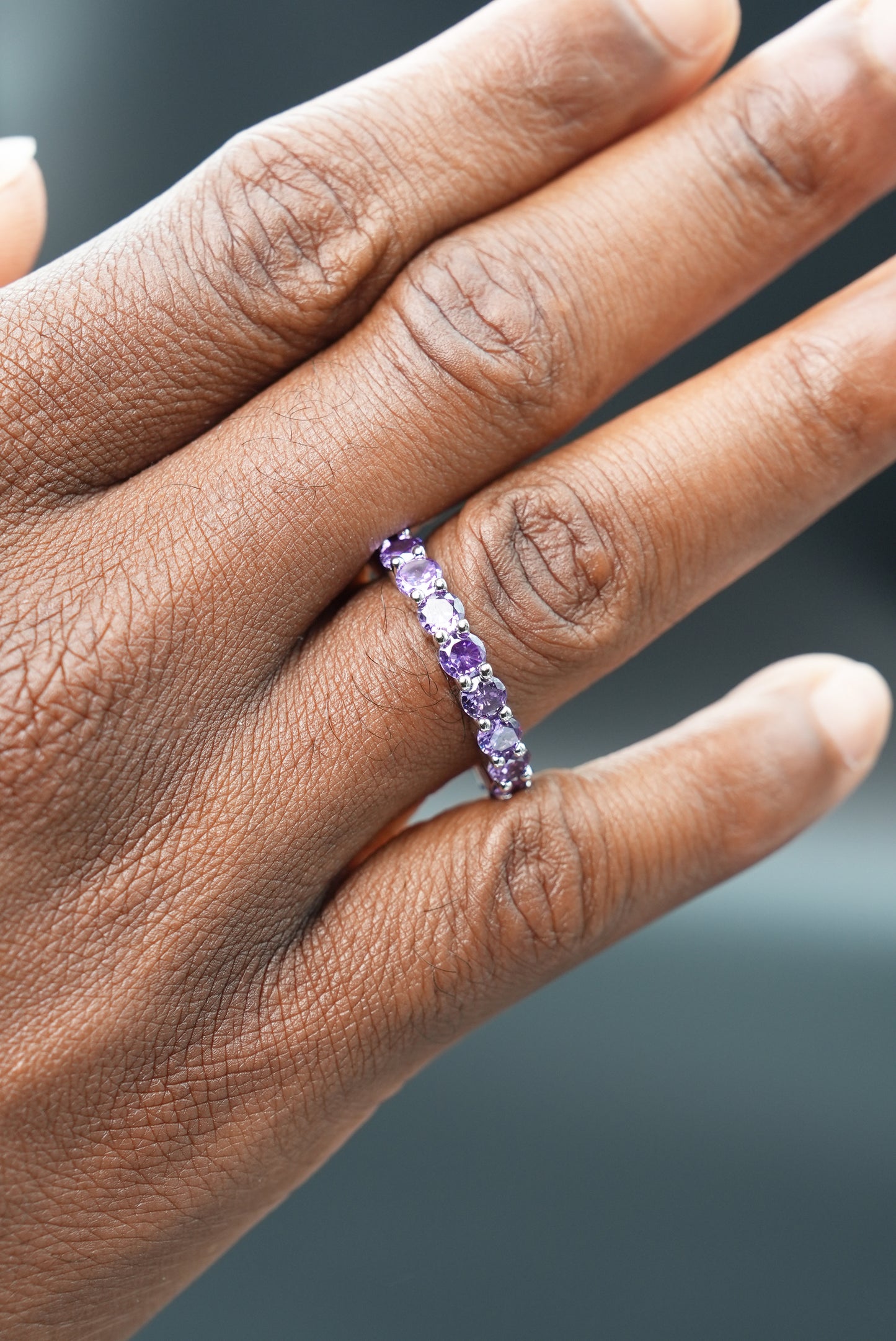 4mm Purple Single Layered Tennis Ring