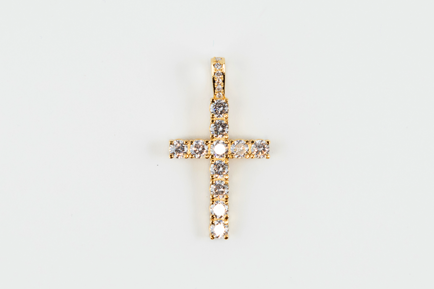 Iced Cross Pendant Gold