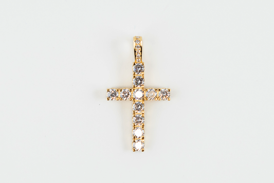 Iced Cross Pendant Gold