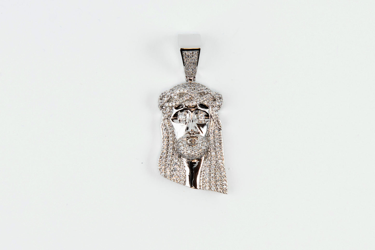 Micro Jesus Pendant White Gold