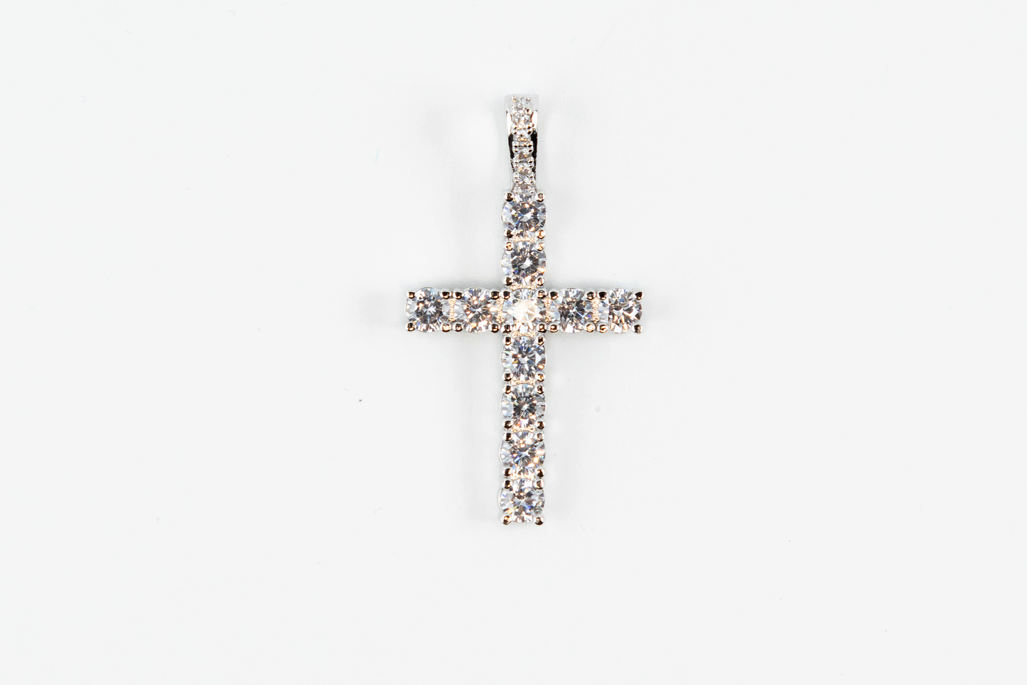 Iced Cross Pendant White Gold