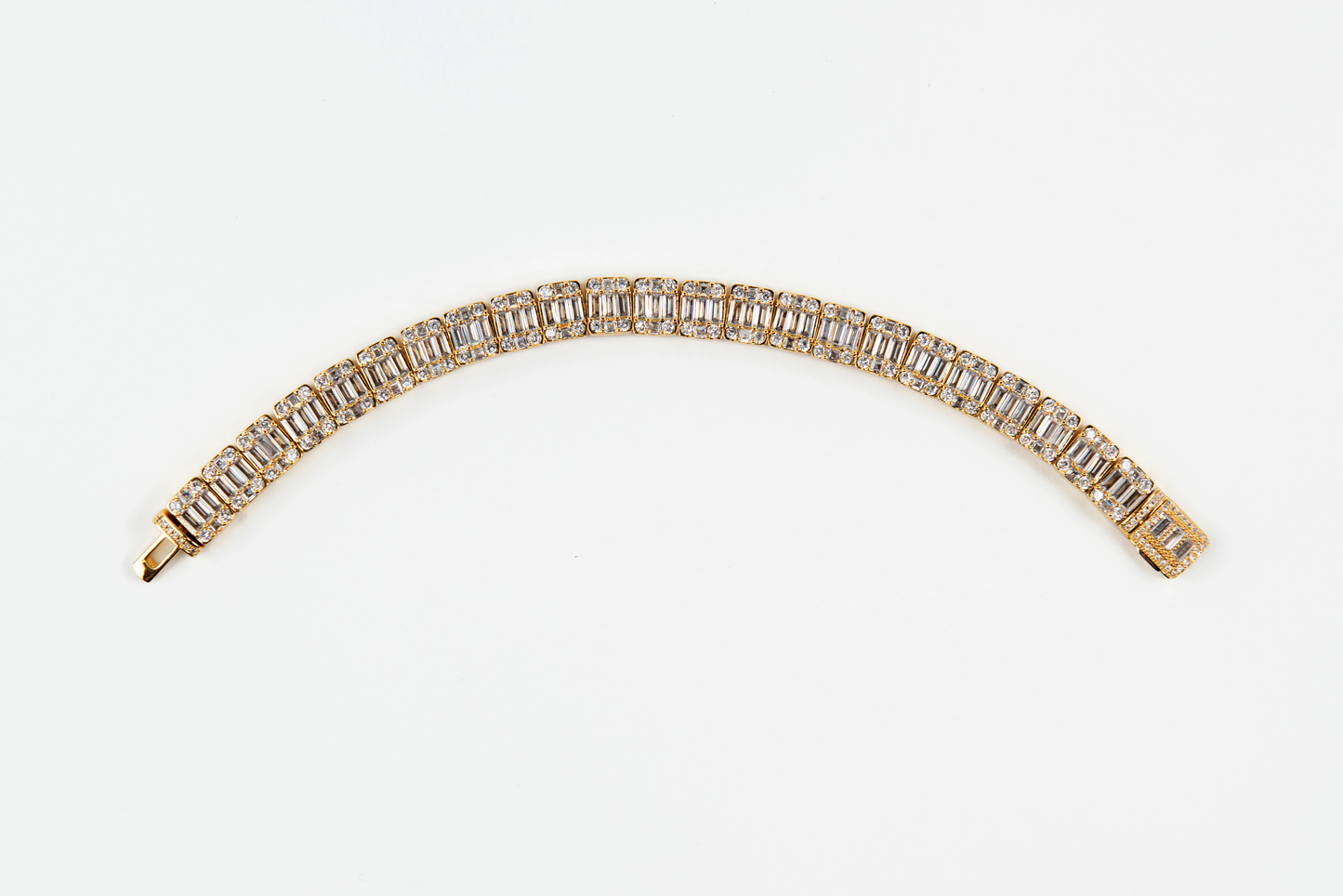 9mm Square Baguette Tennis Bracelet Gold