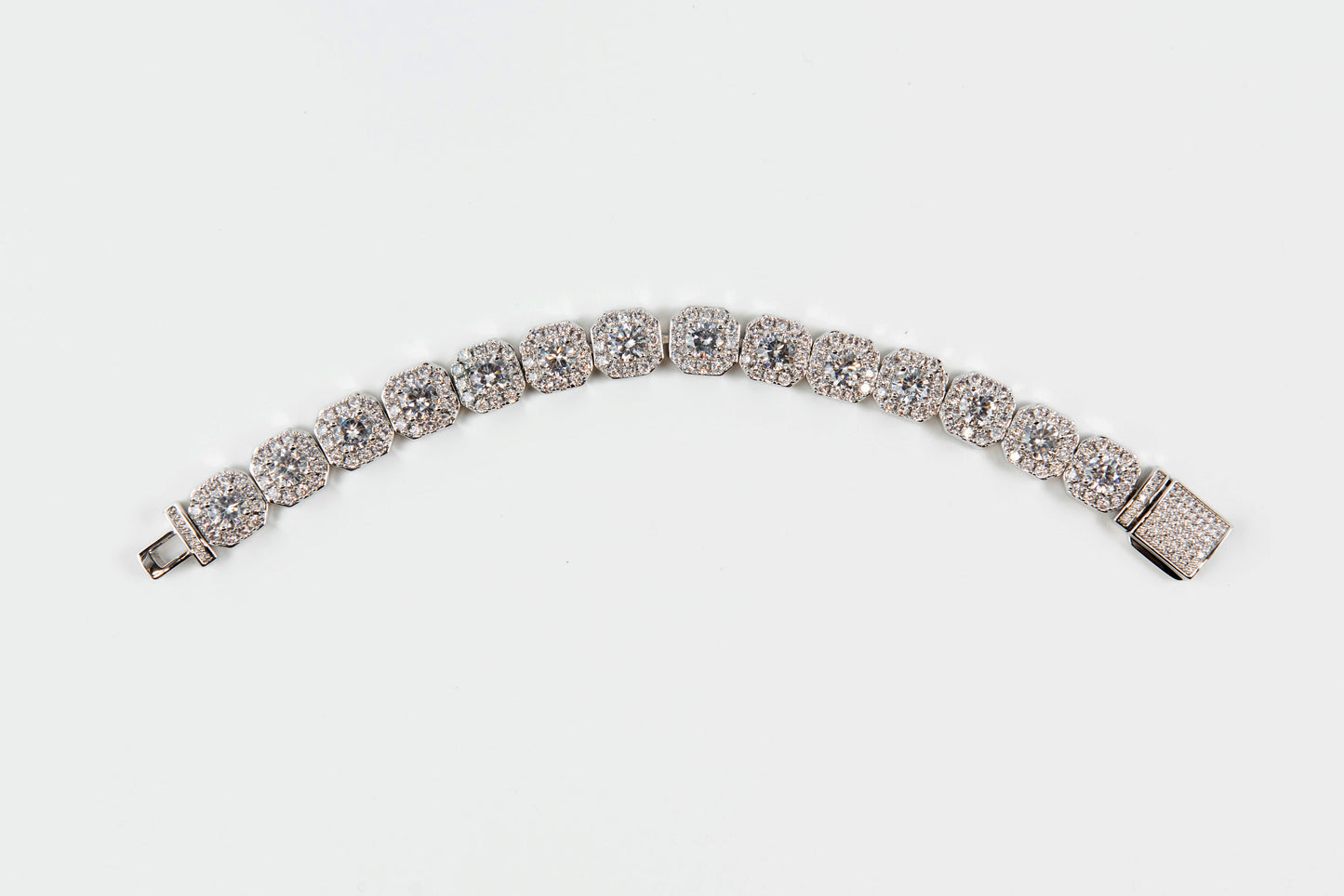 10mm Clustered Tennis Bracelet White Gold