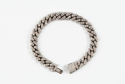 8mm Ice Cuban Bracelet White Gold
