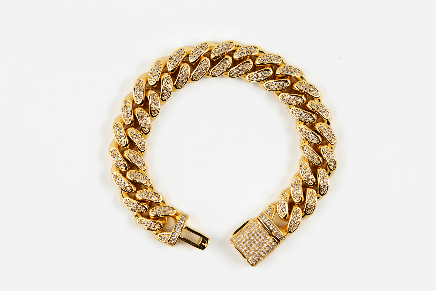 12mm Iced Cuban Bracelet Gold