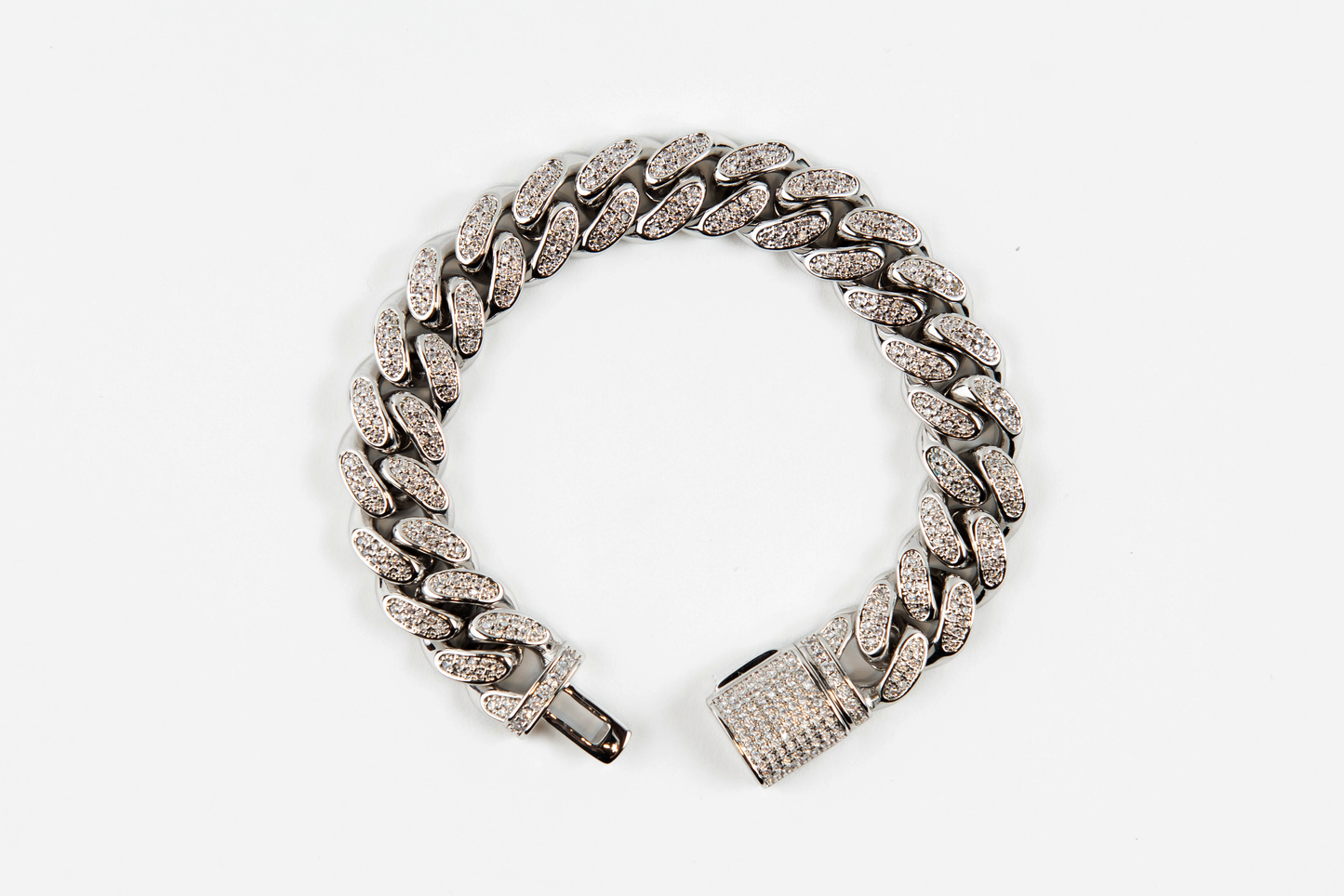 12mm Ice Cuban Bracelet White Gold