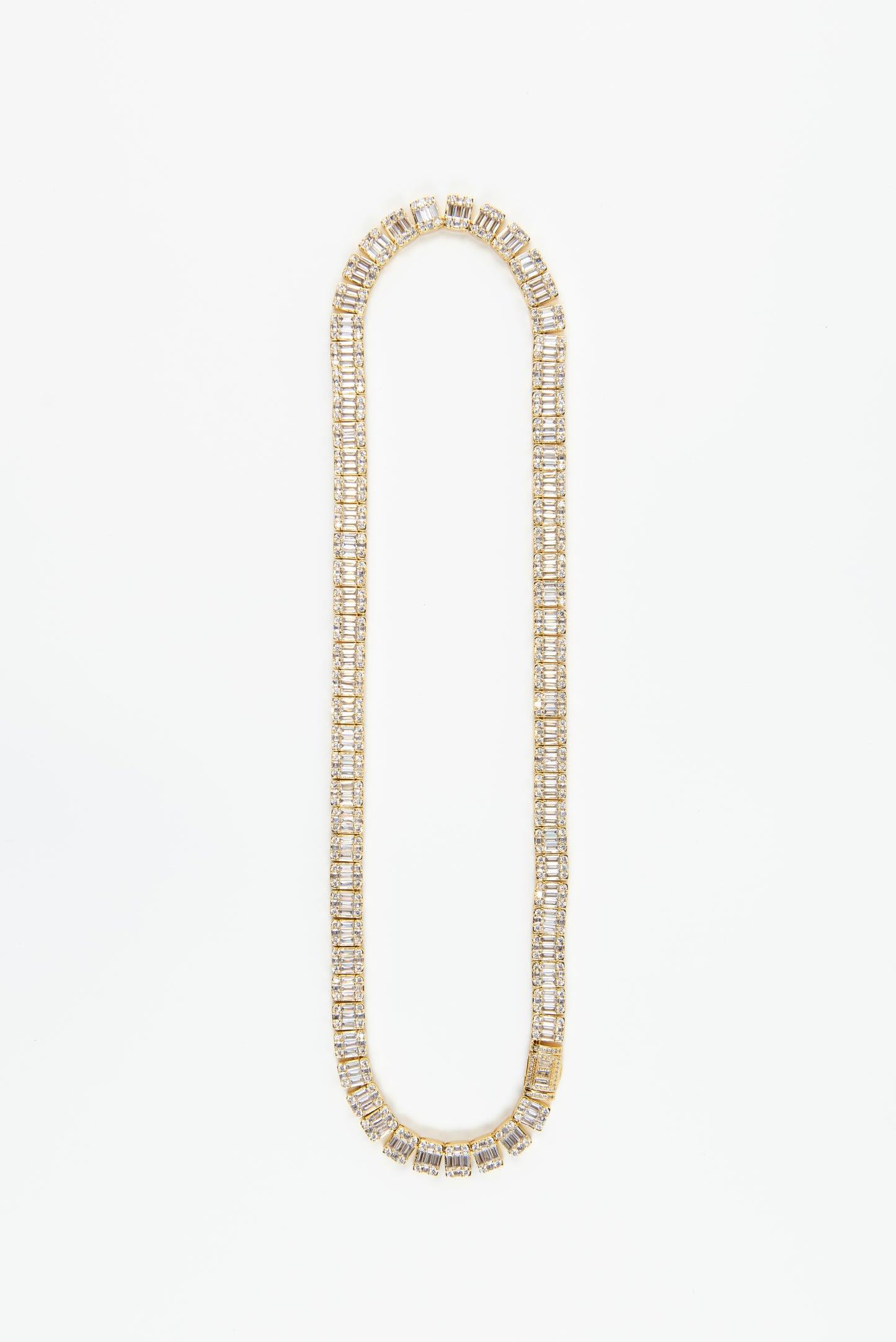 9mm Square Baguette Tennis Chain Gold