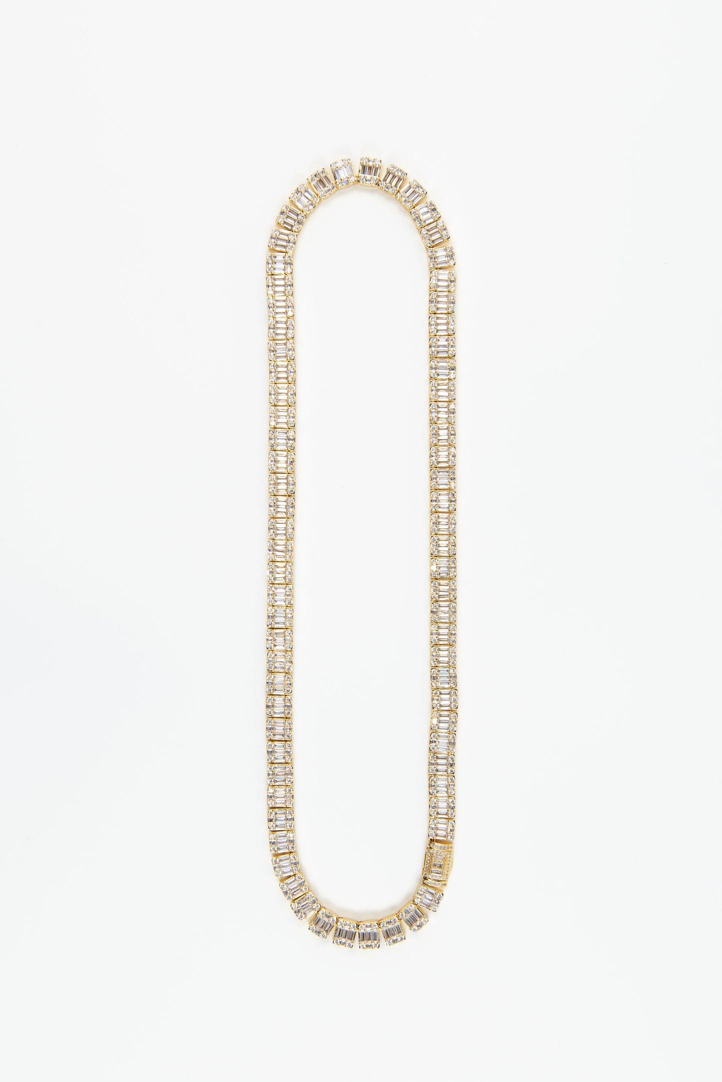 9mm Square Baguette Tennis Chain Gold