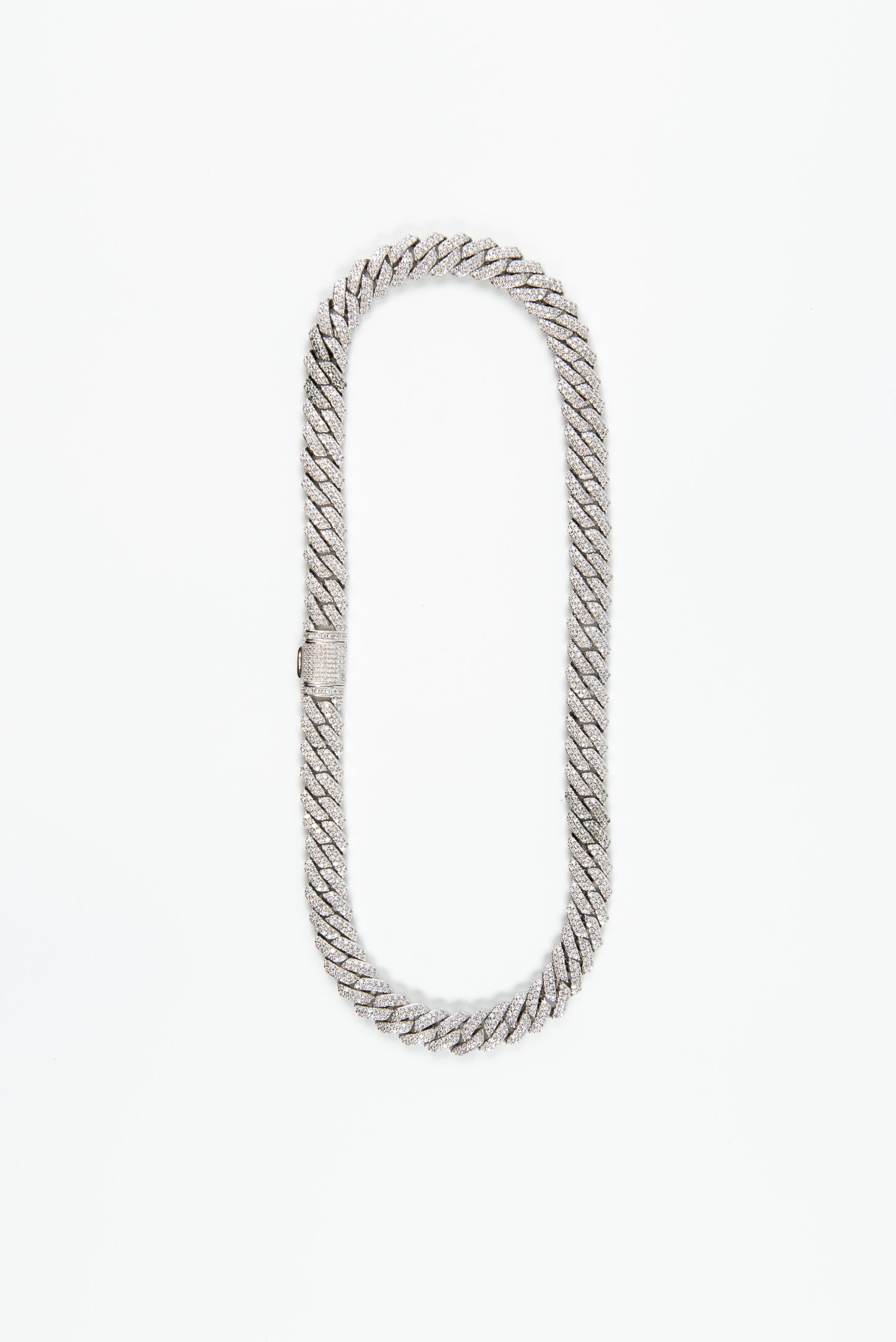 12mm Prong Cuban Chain White Gold