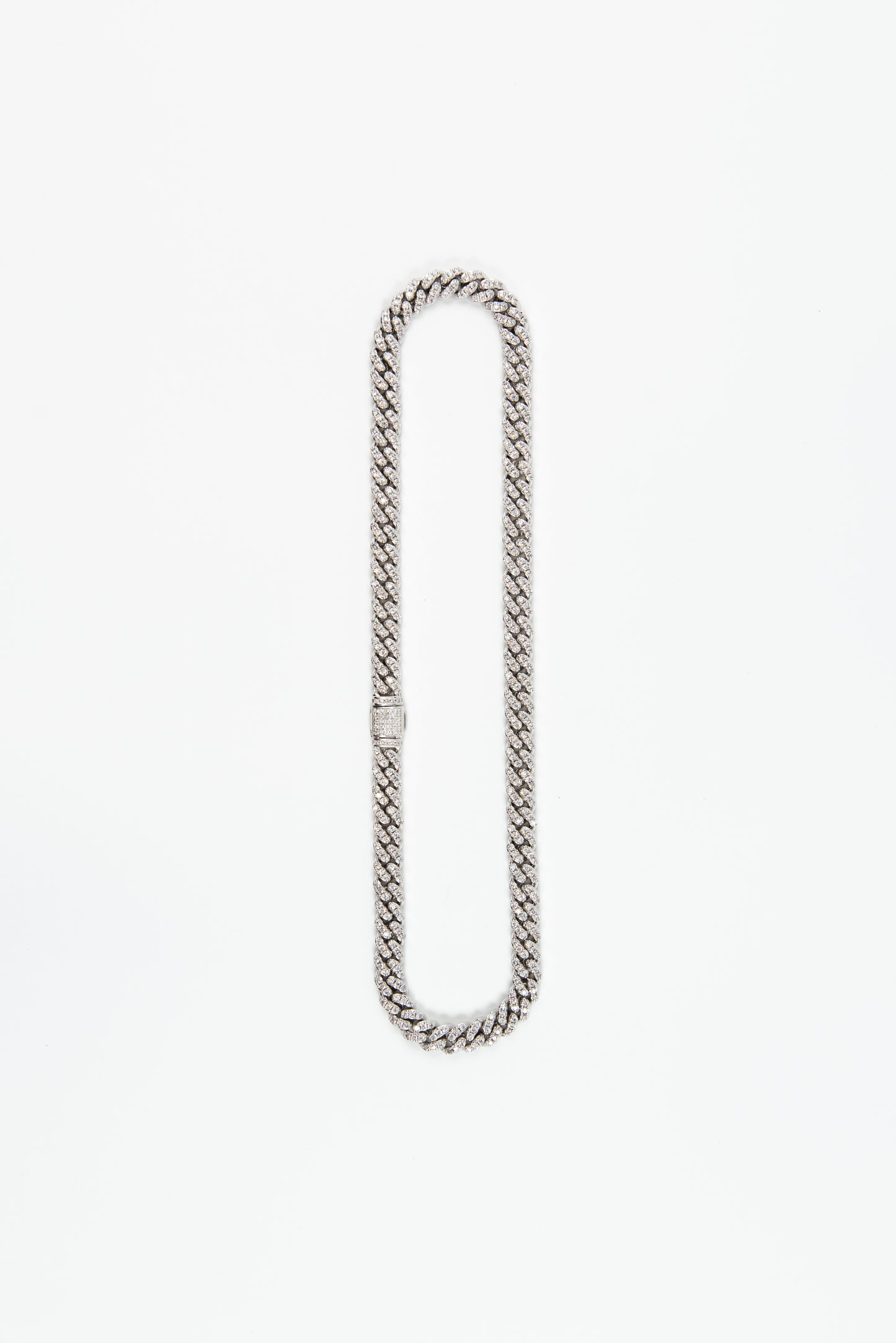 8mm Ice Cuban Chain White Gold