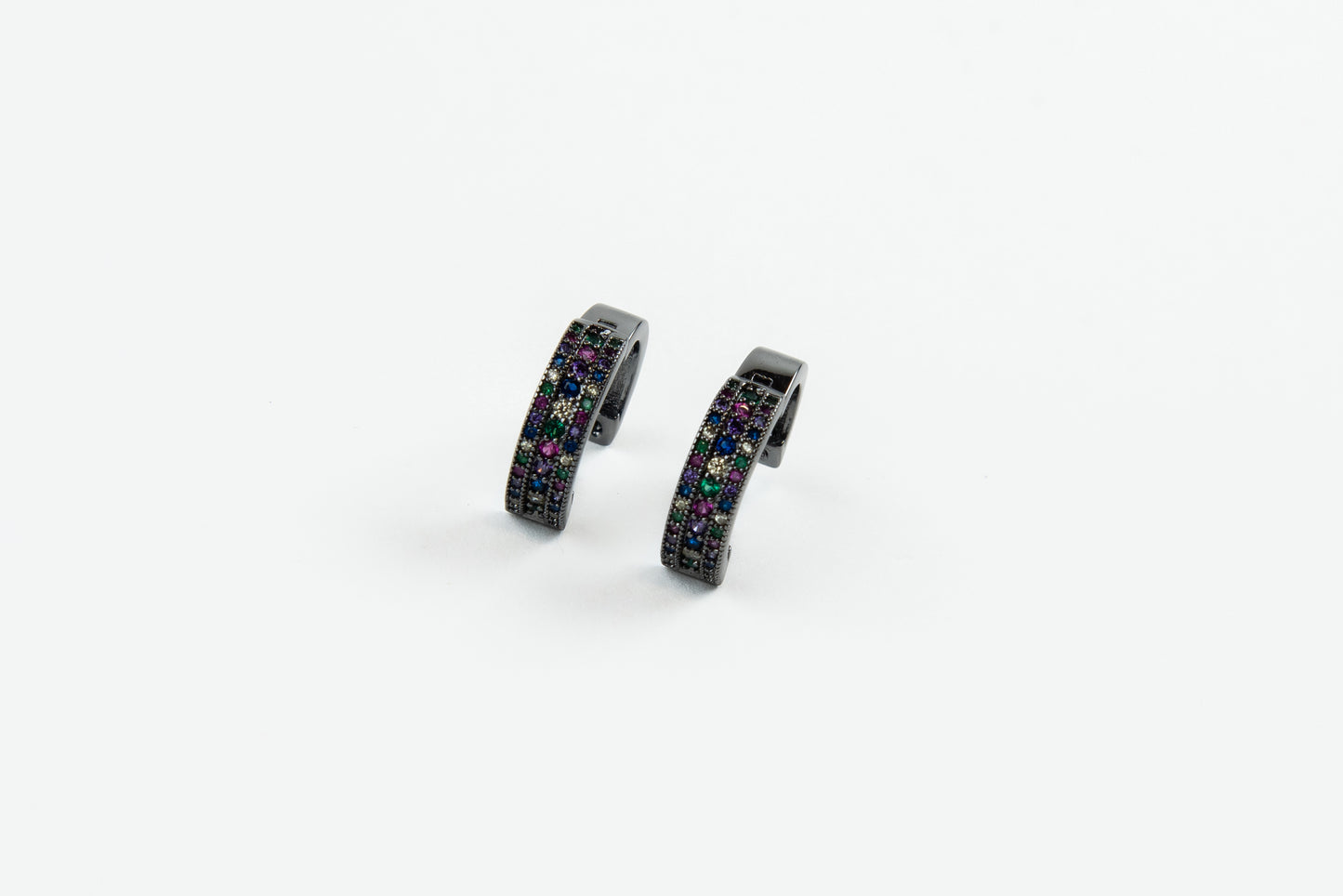 Dark Multigem Hoop Earrings