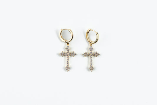 Thin Cross Earrings Gold