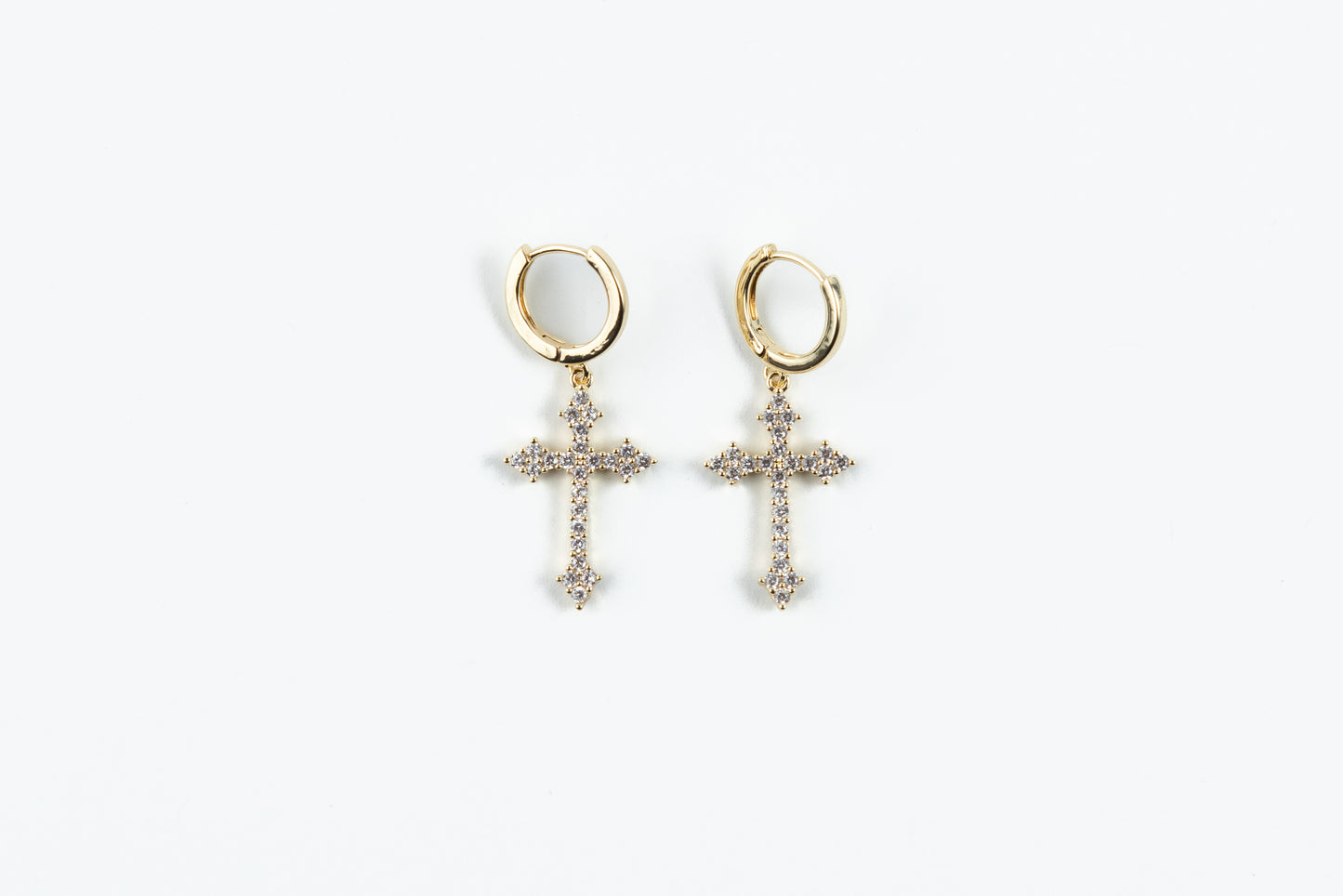 Thin Cross Earrings Gold