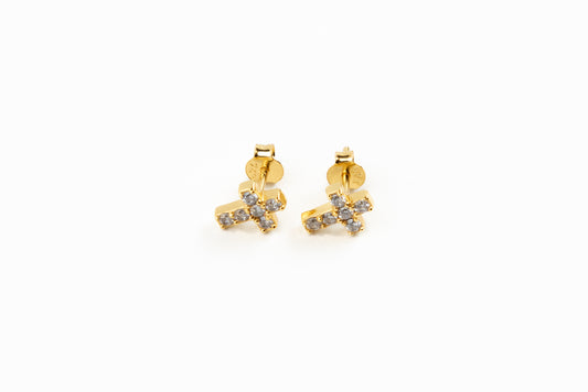 Cross Stud Earrings Gold