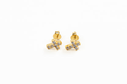Cross Stud Earrings Gold